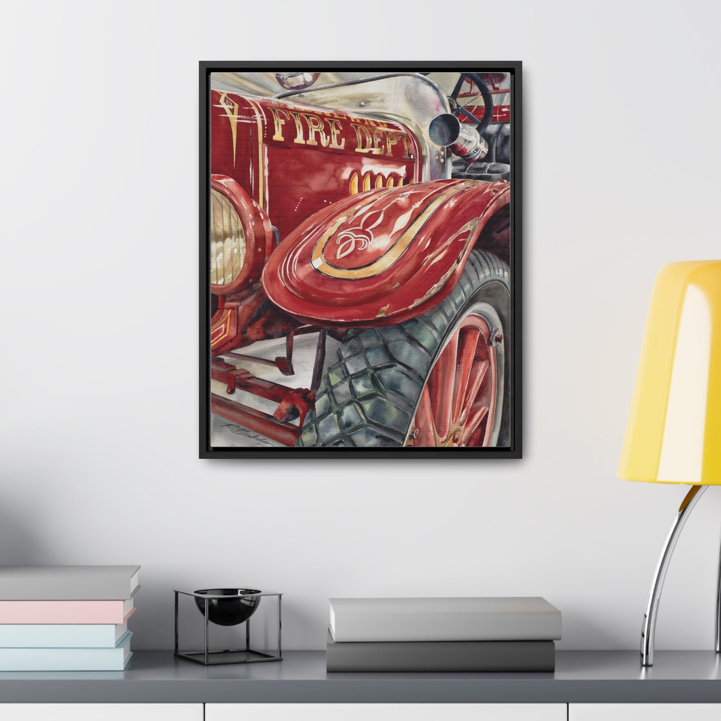 "Firetruck #1" Gallery Canvas Wraps, Vertical Frame