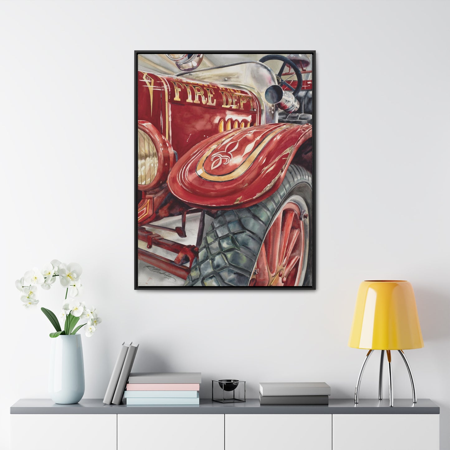 "Firetruck #1" Gallery Canvas Wraps, Vertical Frame