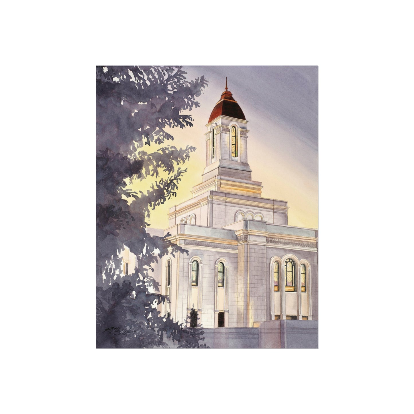Deseret Peak Temple Watercolor Print